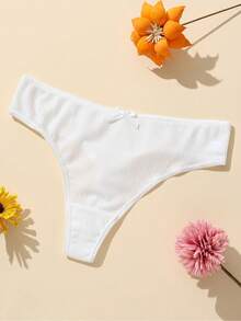 7件装女士纯色丁字裤弹性柔软蝴蝶结设计腰带女士内裤