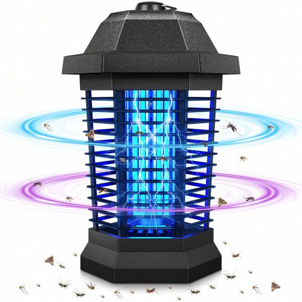 Bug Zapper For Indoor & Outdoor Use, 4200V Electric Mosquito Killer With 15W Replaceable Bulb, Covers Up To 1/2 Acre, No Chemicals, Easy To Clean - Ideal For Home, Patio, Garden, Camping