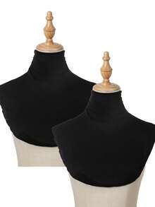 2条装女士保暖抓绒立领围巾，防风舒适，四季皆宜，是搭配连衣裙的理想之选。 - 純色 - 查看 12