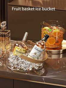 1 件亚克力冰块篮野餐手提袋家用客厅储物箱桌面收纳水果篮 - 彩色 - 查看 12