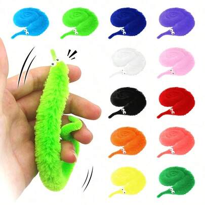 6pcs/12pcs/1pc/9pcs Rainbow Eye Twisty Fuzzy Worm Magical Toy, Party Favor (Random Color)