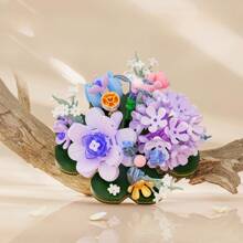 Set de bloques de construcción de flor eterna, ornamento de escritorio, juguetes de bloques de construcción DIY para niños y niñas, apropiado como ornamento de escritorio o como regalo para amigos, Navidad, Pascua, Acción de Gracias, regalos de cumpleaños