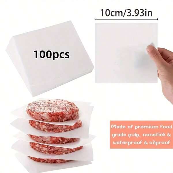 Papier sulfurisé de qualité supérieure 100/300/500 pièces - anti-adhérent, oléofuge et hydrofuge, à usage multiple - séparation de steaks hachés, cuisson, barbecue, gâteau, congélation, emballage de bonbons