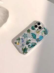 夏季手机壳适用于 1 件时尚串珠心形、石榴、星星和花朵图案透明 IMD 柔软光泽光滑防指纹防刮手机壳 - 彩色 - 查看 2