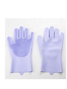 Silicone Dishwashing Gloves - Waterproof & Heat Resistant Kitchen Cleaning Gloves With Built-In Scrubbing Brush - Extra Thick, Durable & Comfortable, Suitable For All Household Work, Multi-Size Gloves | Flexible Cleaning Gloves | Heat Resistant Gloves