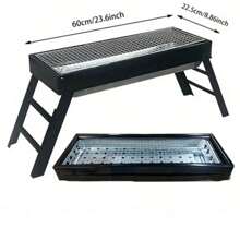 Barbecue portable et pliable avec hauteur réglable et étagère latérale intégrée - barbecue extérieur en métal robuste pour la cour, le camping, les pique-niques - design de rangement compact, housse de barbecue pour l'extérieur, finition en peinture aérosol durable