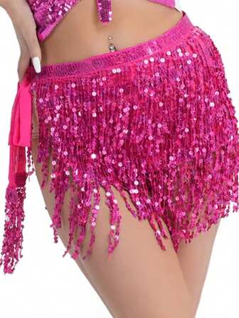 Mysterious North African Style Women's Sequin Tassel Belly Dance Hip Scarf Skirt: Shining Brightly In Stage Performances And Festival Rave Parties. With Exquisite Sequins - Inlaying And Tassels - Braiding Craftsmanship, It's An Unmissable Performance Outfit.