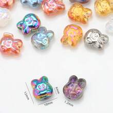 30 peças de contas de vidro de coelho de desenho animado de 10*12 mm, contas galvanizadas com tema de animais para fazer joias faça você mesmo, chaveiro, decoração de celular, colar, pulseira, pingente