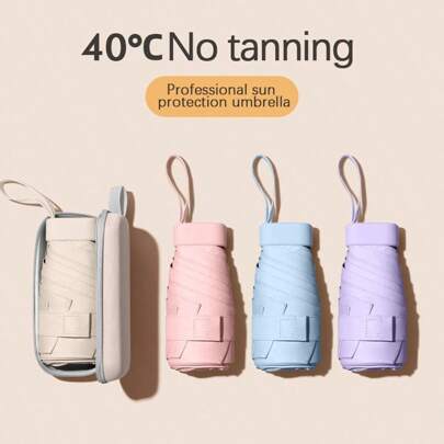 1 قطعة مظلة صغيرة محمولة ضد المطر والأشعة فوق البنفسجية في كبسولة مع حقيبة، مظلة سفر صغيرة جداً سهلة الحمل في الجيب