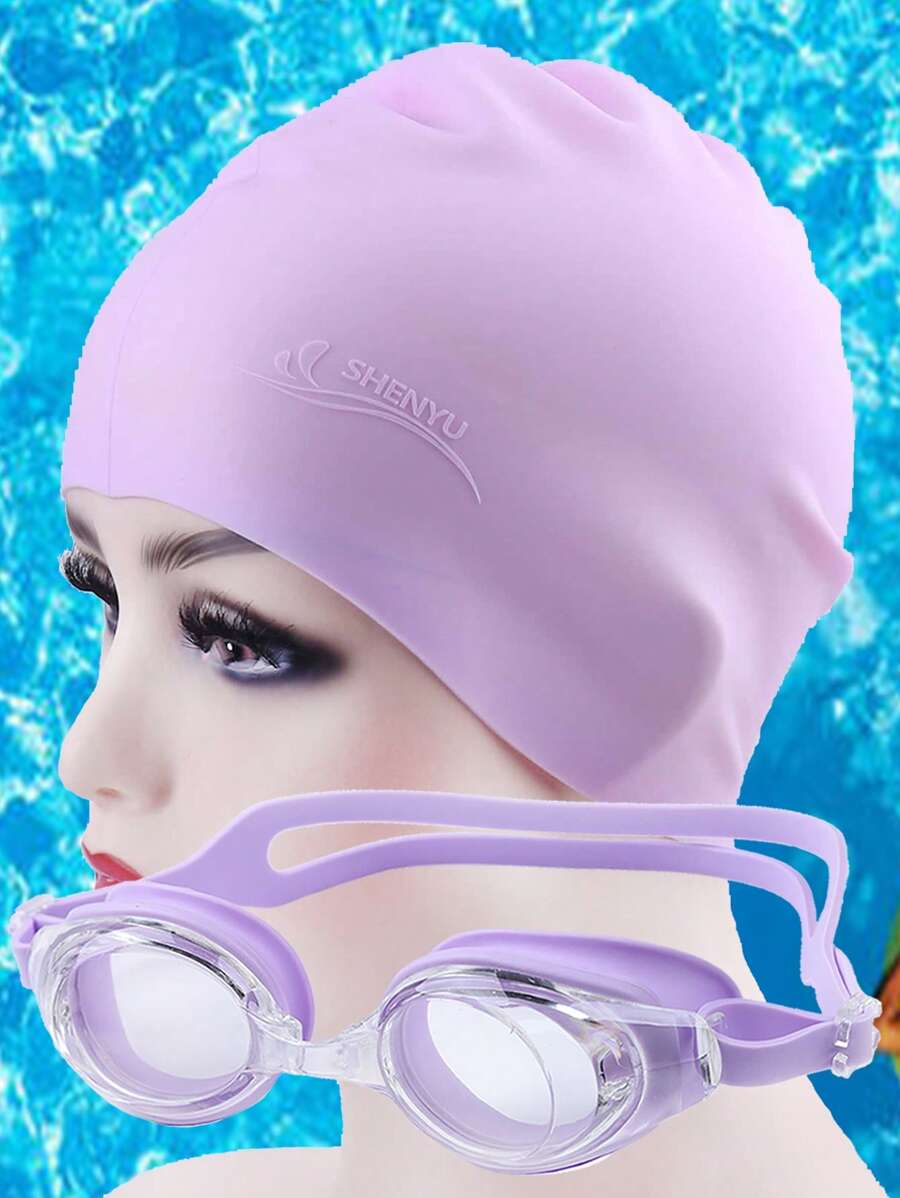 6pcs/Set Silicone Swimming Goggles,Swimming Cap,Nose Clip,Ear Plugs Set