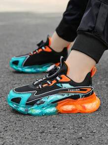 1 Par de Zapatillas Casuales con Malla para Niños y Niñas Pequeños, Zapatos Deportivos de Dos Tonos con Suela de Gelatina Transparente y Diseño Degradado, Ligeros y Giratorios para Usar en Todas las Estaciones