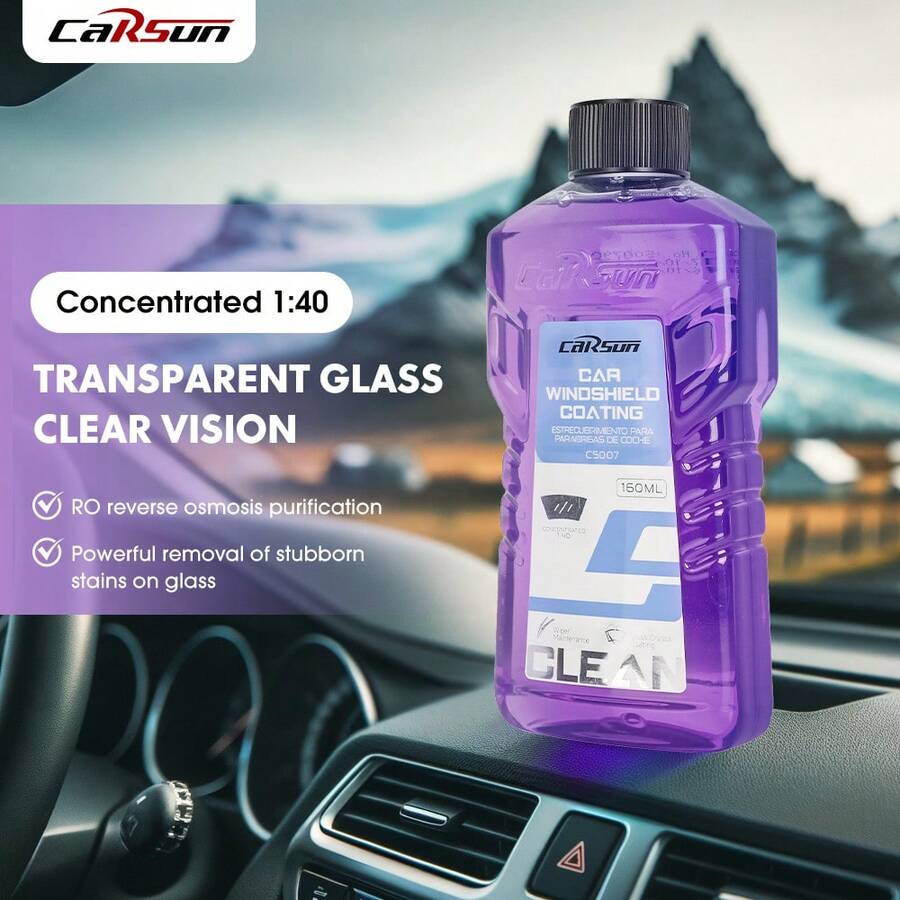 Carsun 高浓度挡风玻璃清洗液 - 强力除油、防眩光、雨刮片无条纹清洁剂，稀释比例为 1:40 - 紫色 - 查看 1