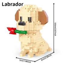 Bloques de construcción con partículas de tamaño micro de la serie de mascotas perro, un juguete que ejercita los dedos y la capacidad de pensamiento, apropiado para principiantes en bloques de construcción como regalo, 1 pieza