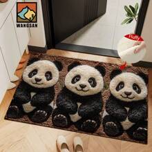 1 pièce Tapis de bain anti-dérapant à motif panda, matériau imitation cachemire, décoration peluche moelleuse, convient pour salles de bain, entrées, cuisines et autres occasions, lavable en machine, antidérapant, décoration quotidienne, décoration de fête à thème, cadeaux pour la maison chaleureuse, décoration de sol, peut être offert en cadeau