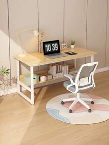 80x37x73cm Compact Computer Desk | Home Office Desk For Small Spaces, Study & Work | Sturdy Workstation Table, Laptop PC Desk UK (Assembly Required) - Wood Color - View 1