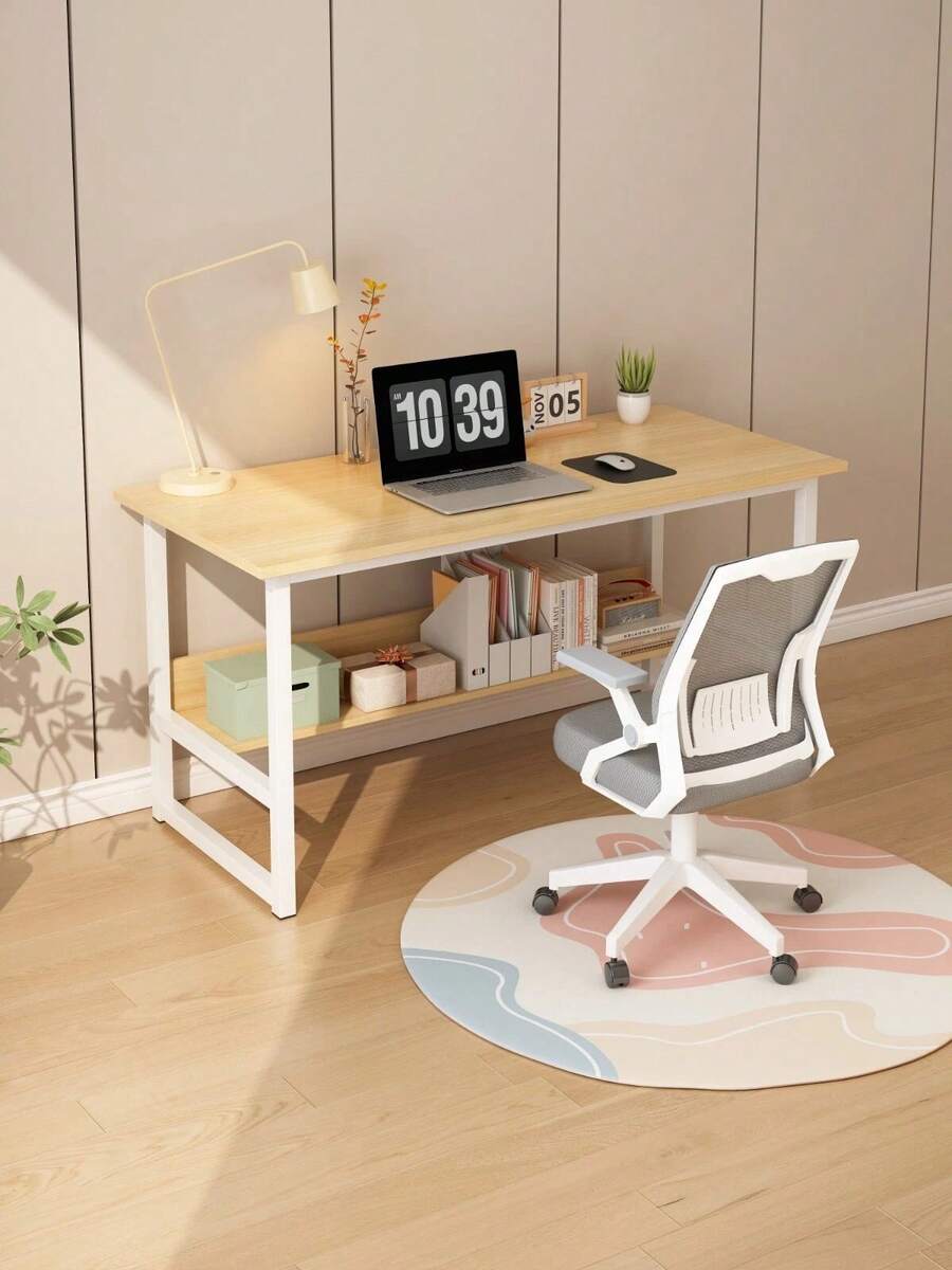 80x37x73cm Compact Computer Desk | Home Office Desk For Small Spaces, Study & Work | Sturdy Workstation Table, Laptop PC Desk UK (Assembly Required) - Wood Color - View 1
