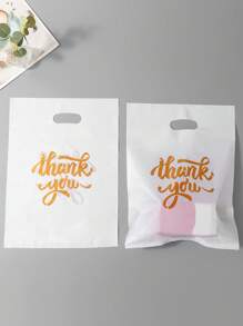 White Thank You Gift Bags, Plastic Bags For Small Business, Shopping Bags, Ideal For Festival, Birthday, Party Favors, Wedding Gift Packaging, Suitable For Gifts, Parties, Shops, Boutiques, Etc.