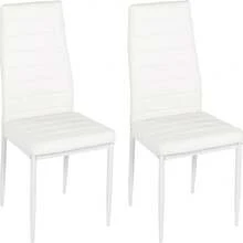 Dining Table And Set Of 2 Chairs, White Drop Leaf Kitchen Table With White PU Leather High Back Chair - White Table & 2 White Chairs - 查看 10