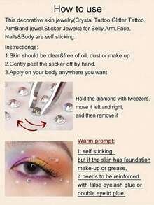 3/4/5/6mm Facial Gem Hair Gem Sticker Eyebrow Gem Sticker Diamond Sticker - White - View 4