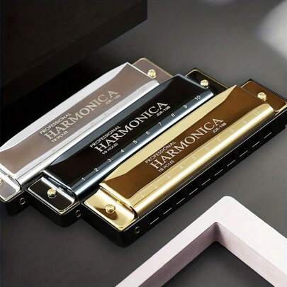 C Key 10-Hole Blues Harmonica, Perfect For Beginners & Pros, Comes With Hard Case An Ideal Gift Choice