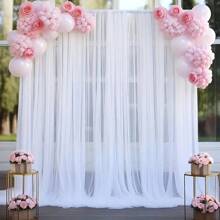 2 Pieces / 1-Piece White Transparent Chiffon Fabric Curtains 5.21 Feet X 9.93 Feet - Lightweight Polyester With Transparent Background, Suitable For Weddings, Birthdays, Photo Backgrounds, Parties And Event Decorations, Especially For Thanksgiving