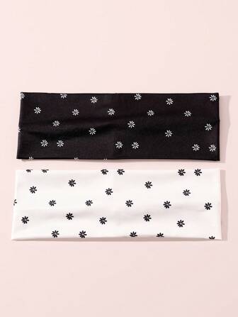 1 件女士休闲可爱碎花涤纶（涤纶）海滩/度假头带，全年适用发带头巾头带吸汗带