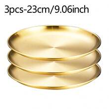 مجموعة أطباق من الصلب عديمة الكسر بقياس 3/ 7 / 10 قطع، أطباق للشوي وسلطات وأطعمة غربية وفواكه وحلويات للاستخدام المنزلي