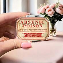 New Arrival Vintage Arsenic Pill Box – 2-Compartment Metal Medicine Case With "Antidote" Label, Pocket-Sized Travel Pill Organizer, Dark Humor Gift Idea - As Shown - View 5