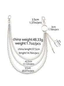 1pc Fashion Pendant Multi-Layer Metal Pants Chain, Suitable For Casual Wear, Outdoor, Sports, Vacation, Travel, Graduation Gift, Party Outfit Accessory