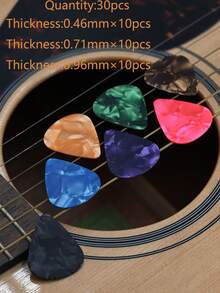 30pcs Guitar Pick ABS Material, Folk, Acoustic, Thickness 0.46mm/0.71mm/0.96mm, Suitable For Ukulele And Other Instruments,Guitar,Guitar Picks,Guitar Pick,Guitar Pickups,Cute Guitar Picks,Guitar Picks Purple,Toy Guitar,Guitar Instrument,Capo Guitar - Multicolor - View 12