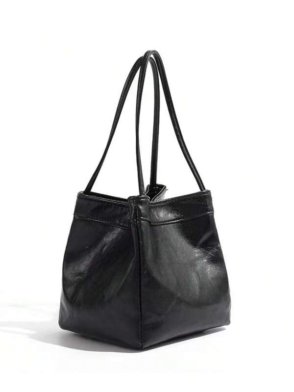 Bolso de mano de mujer, bolsa de almuerzo, de color plata de piel brillante con estilo de moda moderno Y2K, bolso cruzado cuadrado y alado de estilo lindo para el 2025 Primavera/Verano