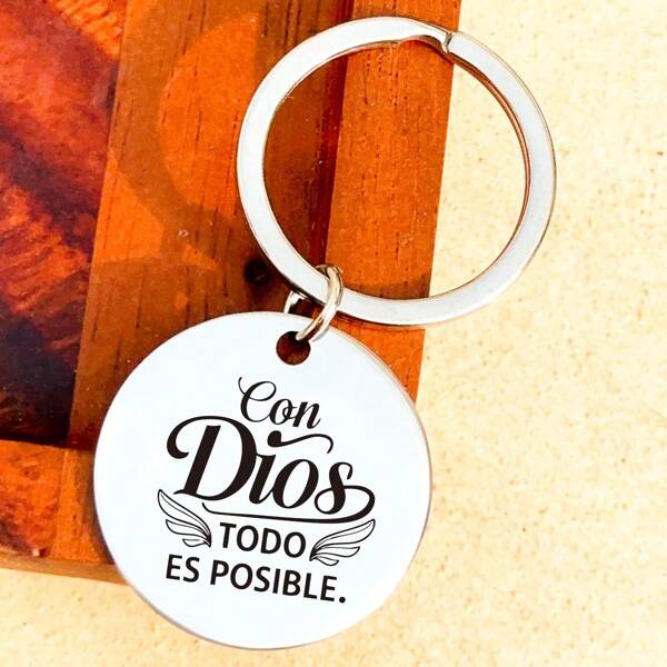 1pc Inspirational Quote Engraved Stainless Steel Mirror Finish Keychain, Elegant, Durable, Great Gift For Friends Or Colleagues Backpack For School