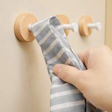 Wooden Hanging Hooks, Key Hooks, Jewelry Hooks, Bathroom Hooks, Kitchen Hooks, Towel Hooks, Clothes Hooks, Multi-Purpose Hooks, No-Drill, Cream Color, Anti-Rust, Anti-Mold, High Load-Bearing Capacity