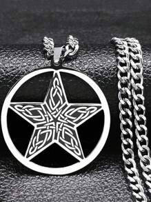 Colar Gótico de Bruxaria Pentagrama Escuro, Colar de Amuleto Original Tetragrammaton de Salomão em Aço Inoxidável para Mulheres