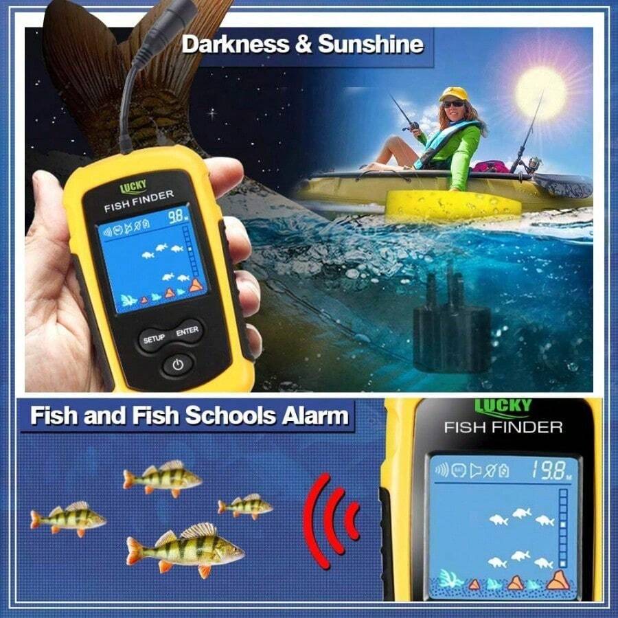 Portable Fish Depth Finder, Handheld Sonar Fish Finder For Kayak And Boat, LCD Display Transducer For Fishing - default - View 1