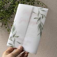 20 piezas de envoltura de velo verde de eucalipto adecuada para una invitación de boda de 5 x 7, invitación DIY, chaqueta de velo, portada de velo para la invitación, regalos de cumpleaños de verano, útiles escolares, decoración de habitación - Verde 2 - Ver 11