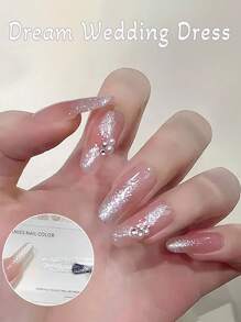 MISS SHAKA 10ml Spring Summer Nails Dream Wedding Dress White Fine Glitter Gel Nail Polish 2025 Whitening Nail Popular Flash Rhinestone Gel Nail Art Nail Supplies