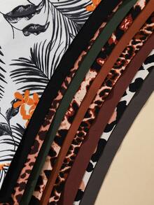 10 条装女士豹纹无缝低腰三角内裤，舒适柔软材质 - 彩色 - 查看 3