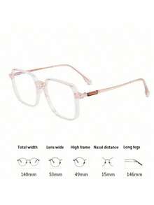 1 PC Women Square Fashion Eyeglasses Classic Modern Simple Style Photochromic Fashion Glasses - Multi-color Champagne - View 2