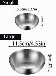 1 pieza/2 piezas/6 piezas Tazones pequeños de acero inoxidable plateado para alimentos, patatas fritas, pollo frito, fruta, postre, ensalada, aperitivos occidentales, dátiles, útiles escolares
