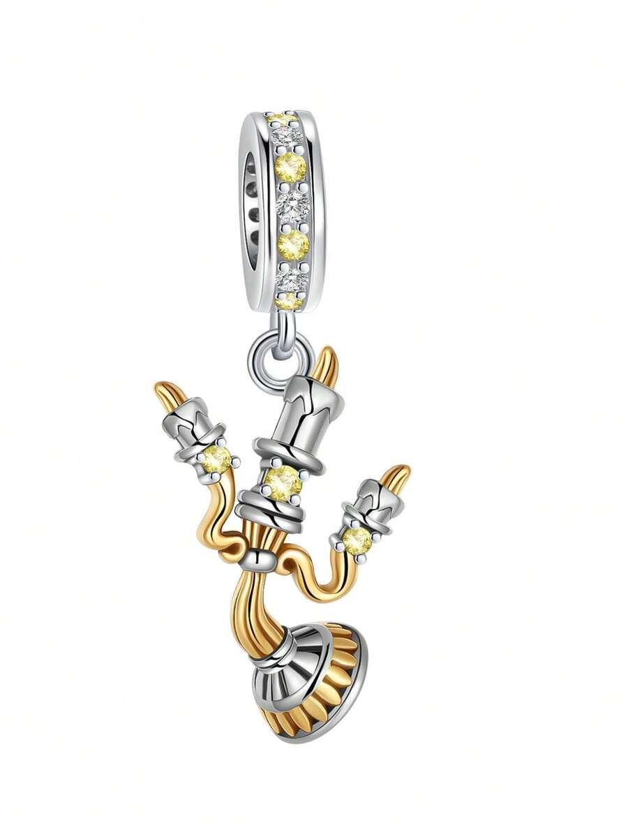 Mạ Bạc Charm Nến Kim Cương Vàng Mặt Dây Chuyền Charm Mặt Dây Chuyền Bóng Thích Hợp Cho Vòng Tay DIY Trang Sức Nữ - Bạc - Xem 1