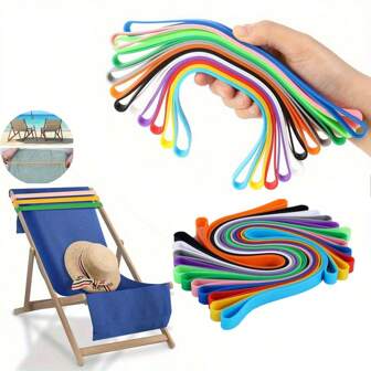 1/6/12pcs Rubber Beach Chair Towel Band, Windproof Retractable Colored Towel Strap For Pool & Cruise, 19.0cm Beach Towel Clip, Modern Beach Essentials