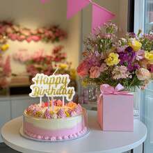 Geometric Pattern "Happy Birthday" Candles | Shiny Gold & White Color | Birthday Cupcake Decorations | Birthday, Anniversary, Party Decor, Birthday Party Gifts, Party Favors, Gender Reveal Party, Bachelor Party, Graduation Ceremony Cake Decor - Princess Theme, Multi-Purpose Celebration Candles, No Electricity Needed, Birthday Candles, Birthday Decorations, Happy Birthday, Room Decor - Multicolor - View 5