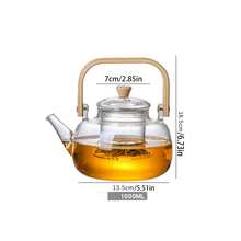 1 pieza Juego de tetera de vidrio con asa y base calefactora, tetera resistente al calor y a prueba de calor de color negro para uso doméstico, hervidor de agua saludable - transparente - Ver 12