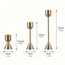 3/6pcs Gold Taper Candlestick Holders, Brass Gold Candle Holders, U-Shaped Candle Holders, Vintage Dining Table & Fireplace Decor, Minimalist Decorative Center, Candle Stands For Celebration, Dining, Wedding, Party, Elegant Home Decoration
