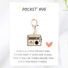 1pc Retro Vintage Style Keychain Set, Include Pocket Hug Card, Phone, Bicycle, Speaker, Radio DIY Decoration Accessories, Perfect Mini Gift For Birthday, Wedding, Party - Multicolor - View 8