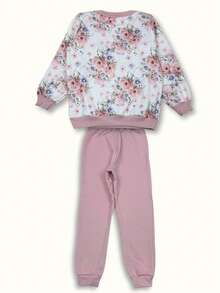 Girl's Winter Casual Comfortable Sweatshirt Set - Rosa vieja - Ver 4