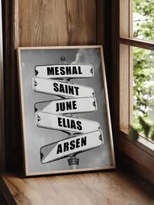 1pc Custom Name Art Poster Sign Wall Arts Family Name Painting Poster Black And White Canvas Poster Bedroom Wall Decor Office Living Room Print Painting Birthday Gift No Frame Gifts Graduation,Home Harmony - White - View 5