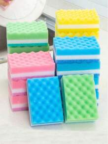 5pcs Multi-Purpose Polyurethane Pumice Strong Cleaning Sponges - Dual-Sided Cleaning Pads Perfect For Living Room, Bedroom, Bathroom, Toilet And Kitchen Cleaning, Kitchen Utensil Dish Washing Small Tool Set, Reusable Household Accessories