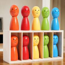 Juguete educativo Montessori de rompecabezas de apilamiento y clasificación de colores de madera para el reconocimiento de colores para niños pequeños
